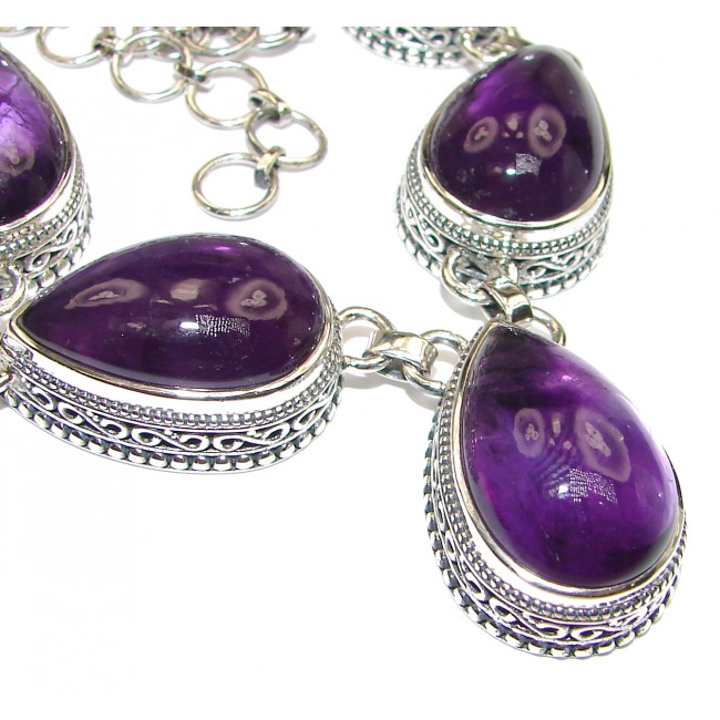 Purple Drops Natural Amethyst .925 Sterling Silver handcrafted necklace