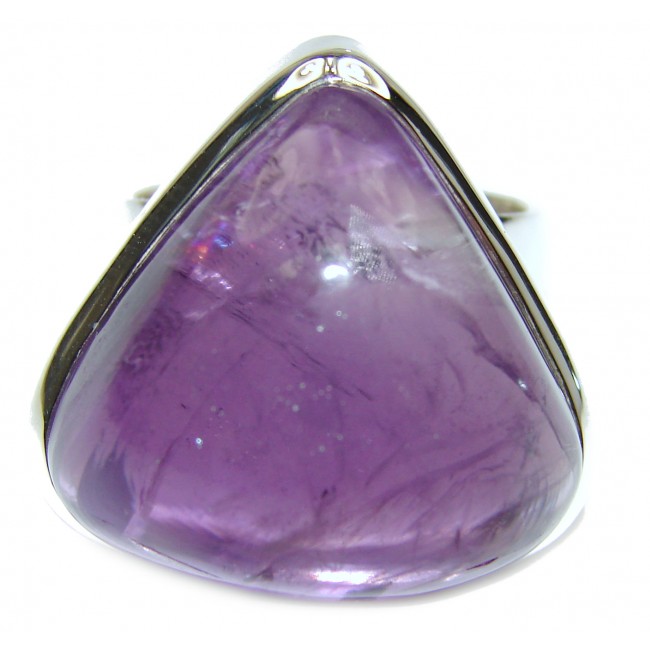 Large Spectacular genuine Amethyst .925 Sterling Silver handcrafted Ring size 8