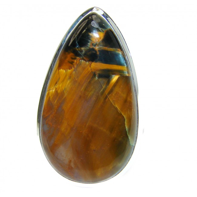 Genuine Silky Golden Pietersite .925 Sterling Silver handcrafted Ring size 9