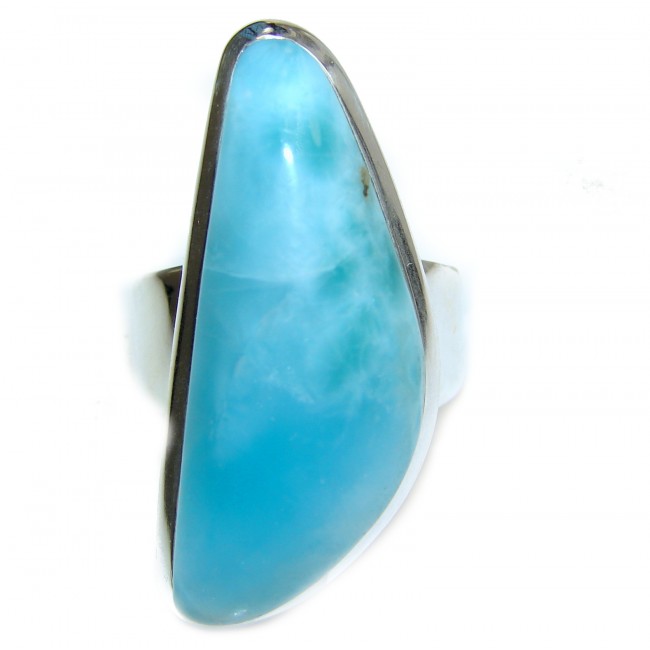 Huge AAAA + Natural Larimar .925 Sterling Silver handcrafted Ring s. 7