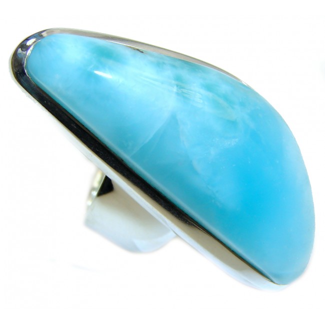 Huge AAAA + Natural Larimar .925 Sterling Silver handcrafted Ring s. 7