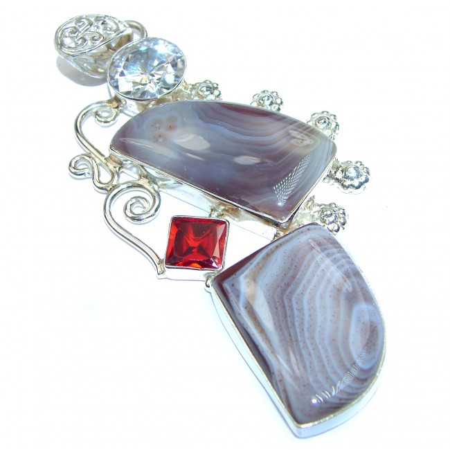 huge Just Perfect Gift Agate .925 Sterling Silver handmade Pendant