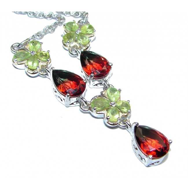 Pear cut Watermelon Tourmaline color Topaz .925 Sterling Silver handcrafted necklace