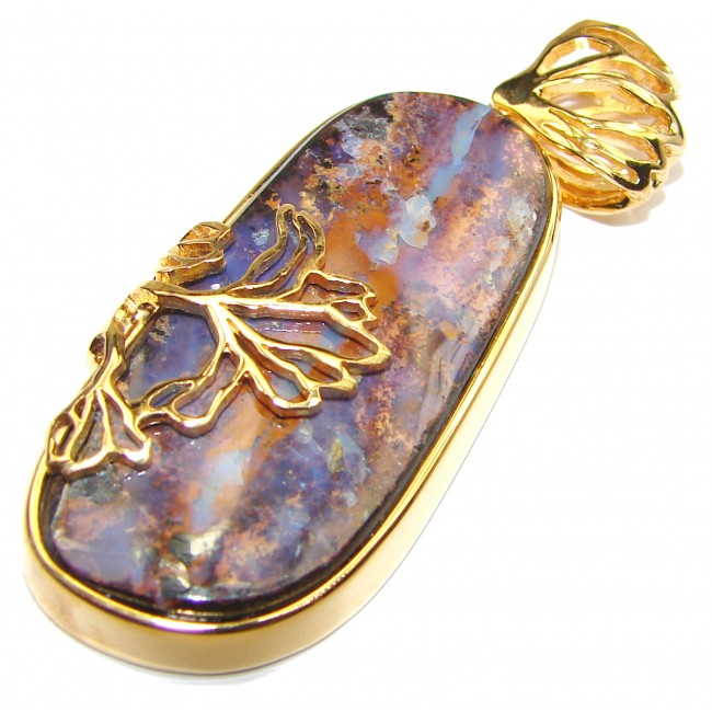 Perfection Authentic Australian Boulder Opal 18K Gold over.925 Sterling Silver handmade Pendant