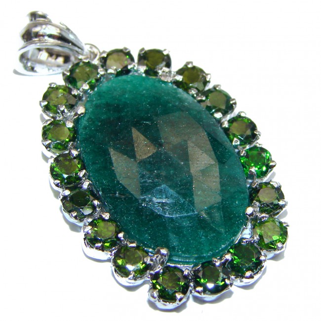 Incredible Reflection of Nature Emerald .925 Sterling Silver handmade pendant