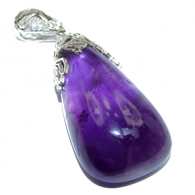 Huge Top Quality Natural 102 ct Amethyst .925 Sterling Silver handmade Pendant