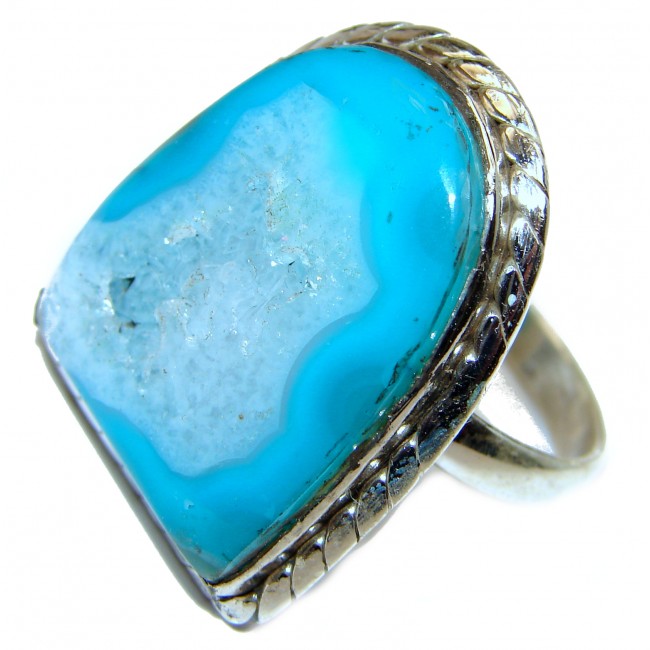 Exotic Druzy Agate Sterling Silver Ring s. 10