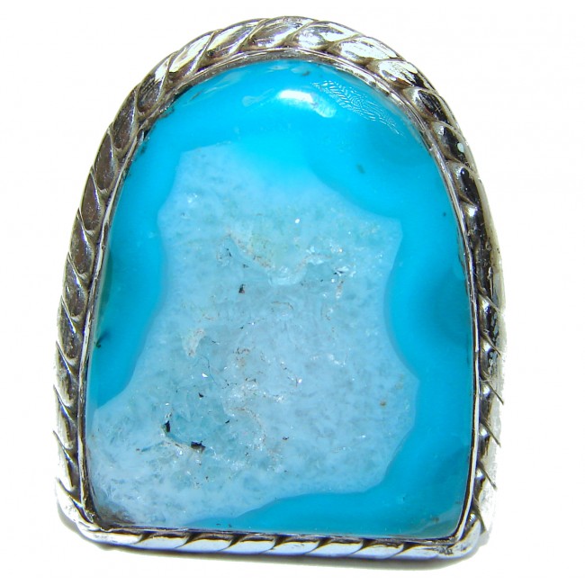 Exotic Druzy Agate Sterling Silver Ring s. 10