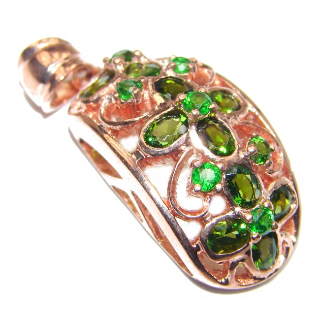 Authentic Chrome Diopside 24K Rose Gold over .925 Sterling Silver Pendant