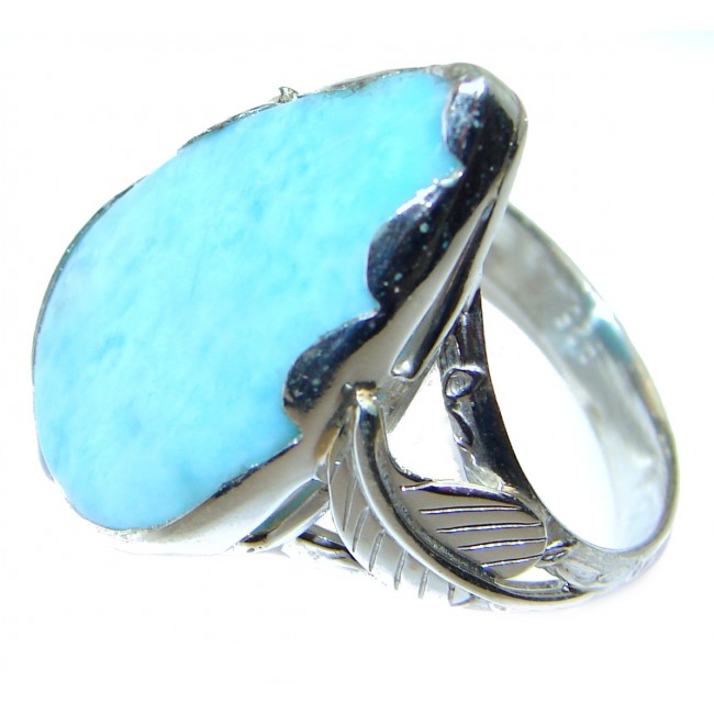 Natural Larimar .925 Sterling Silver handcrafted Ring s. 8 1/4