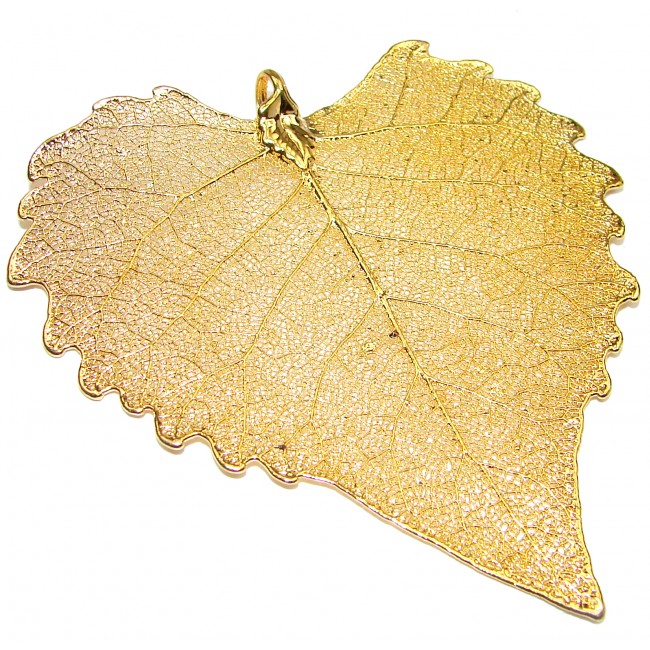 Huge Stylish Deeped In Copper Leaves & .925 Sterling Silver Pendant