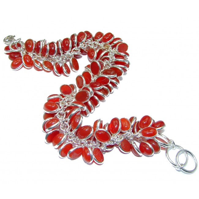 Genuine Carnelian Agate .925 Sterling Silver handcrafted CHA- CHA Bracelet