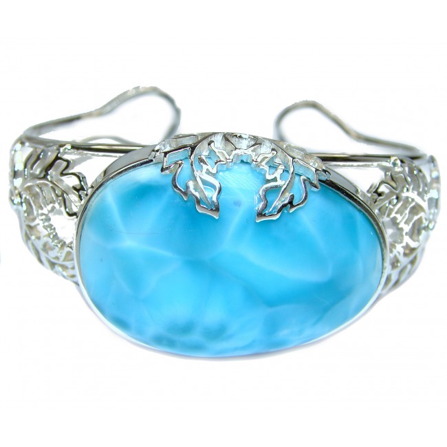 Large Beauty of Nature Blue Larimar .925 Sterling Silver handcrafted Bracelet / Cuff