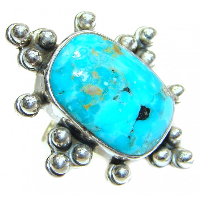 Blue Copper Turquoise .925 Sterling Silver ring; s. 5 3/4