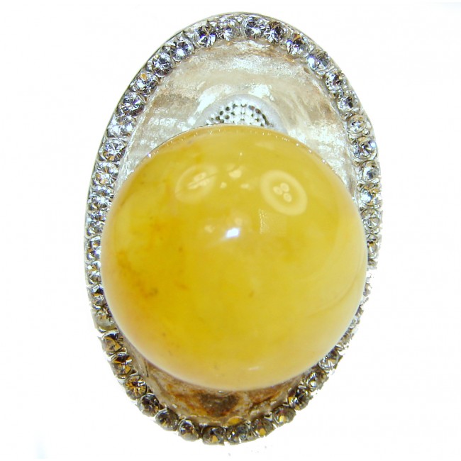 LARGE Authentic Baltic Amber .925 Sterling Silver handcrafted ring; s. 7