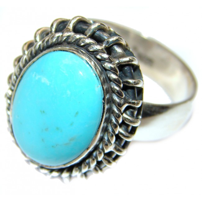 Genuine Sleeping Beauty Turquoise .925 Sterling Silver Ring size 8 adjustable