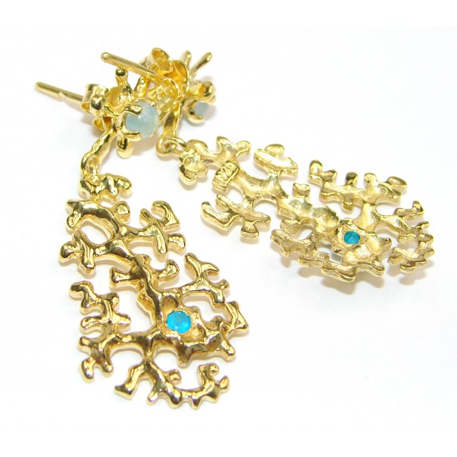 Delicate Golden Reefs Aquamarine 18K Gold over .925 Sterling Silver earrings