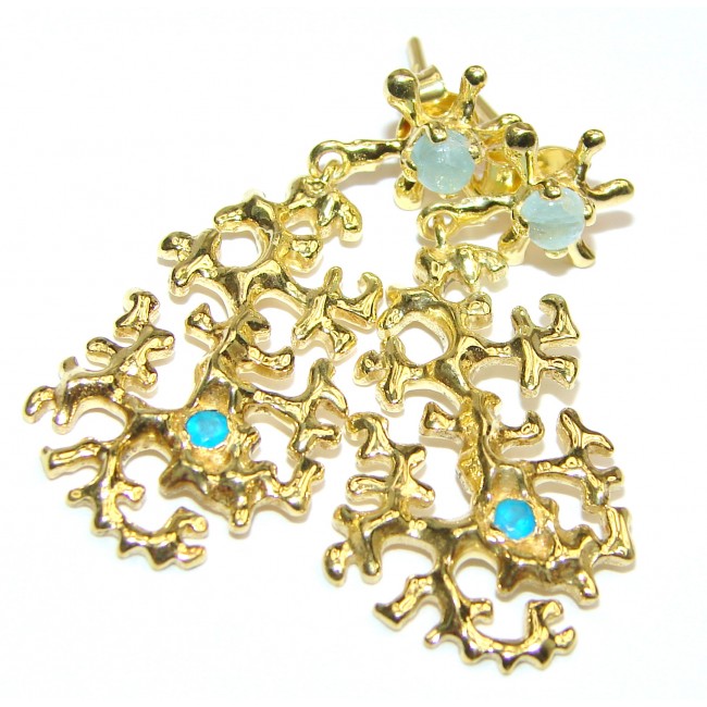 Delicate Golden Reefs Aquamarine 18K Gold over .925 Sterling Silver earrings