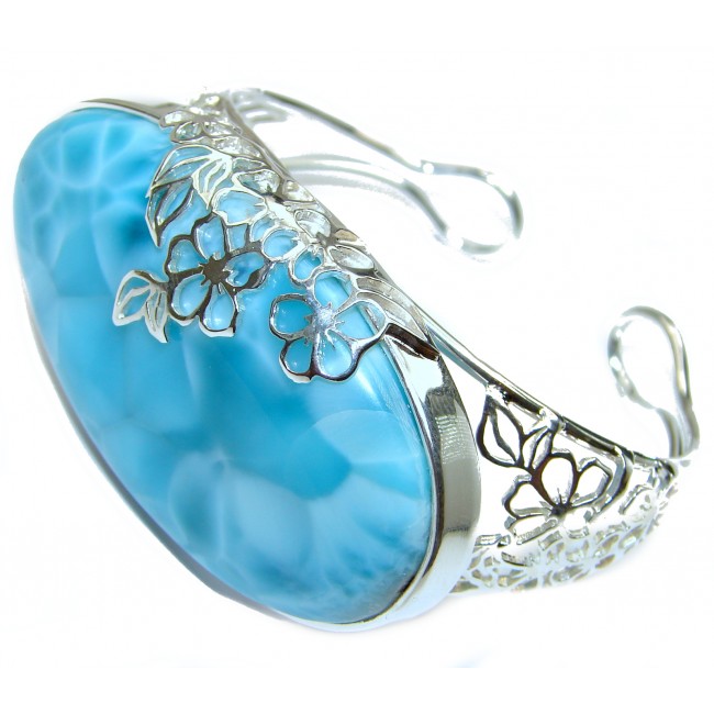 Large Beauty of Nature Blue Larimar .925 Sterling Silver handcrafted Bracelet / Cuff