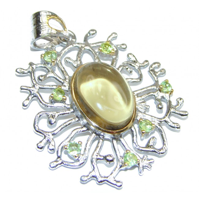 Royal quality genuine Citrine Peridot .925 Sterling Silver handcrafted Pendant