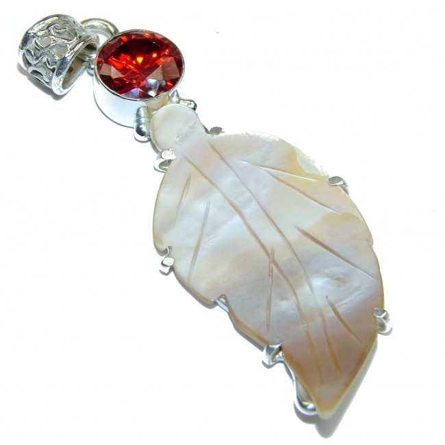 Long Great Blister Pearl .925 Sterling Silver handcrafted pendant