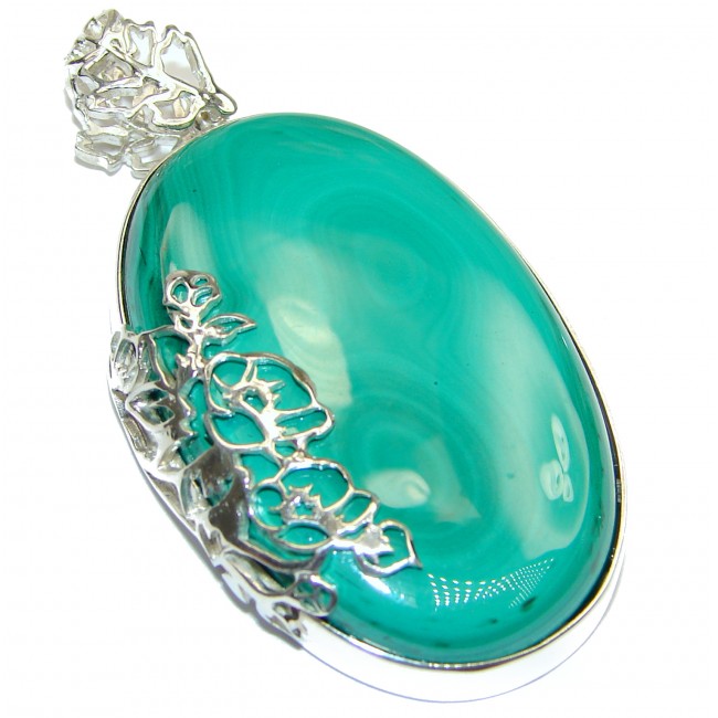 LARGE 27.8 grams Top Quality Malachite Oxidized .925 Sterling Silver handmade Pendant