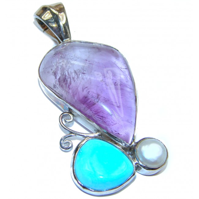 Top Quality Natural Amethyst .925 Sterling Silver handmade Pendant