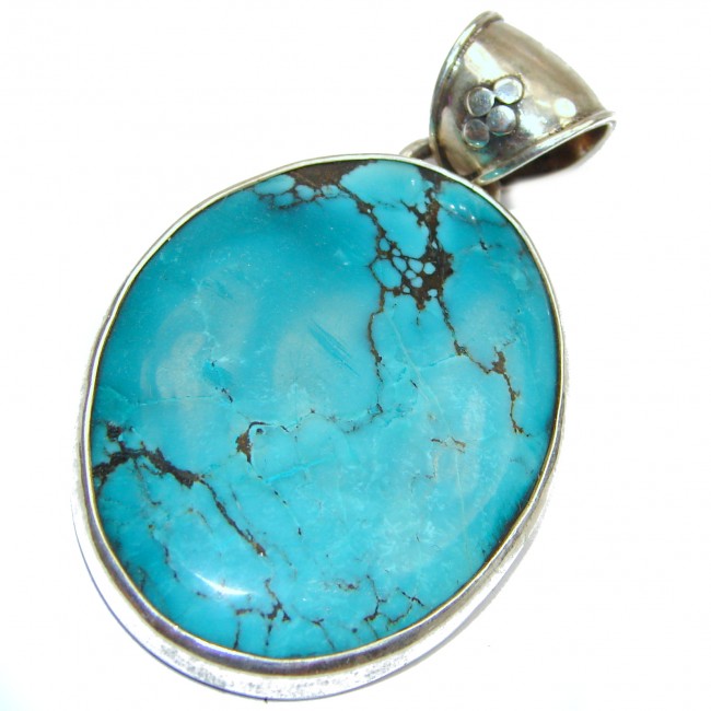 HUGE Exquisite Turquoise .925 Sterling Silver handmade Pendant