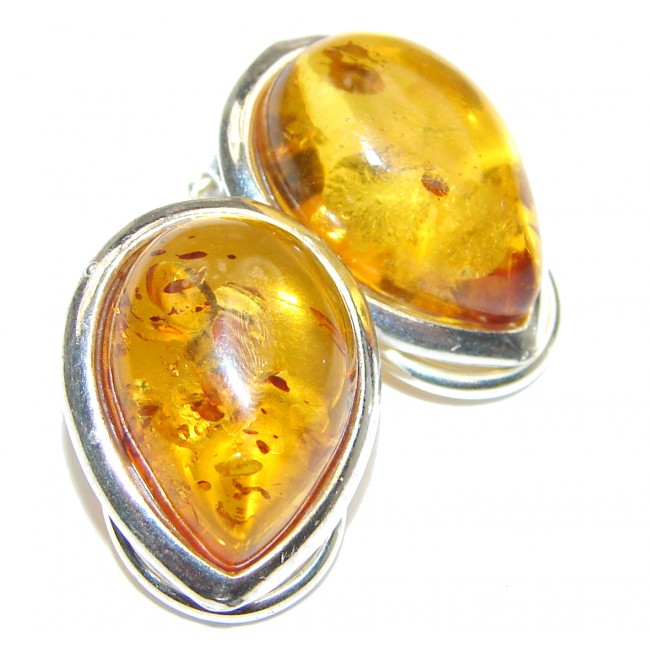 Authentic Baltic Amber .925 Sterling Silver handcrafted Earrings