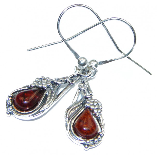 Back to Nature Authentic Amber .925 Sterling Silver handmade earrings