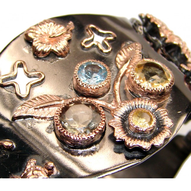 Baroque Design Genuine Peridot 18K Gold Rhodium over .925 Sterling Silver Bracelet / Cuff