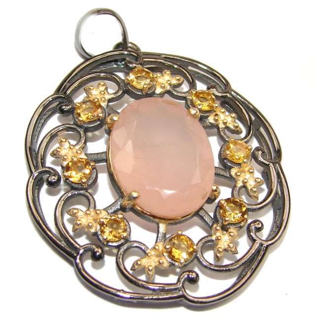 Authentic best quality Rose Quartz Rose Gold over .925 Sterling Silver handcrafted Pendant