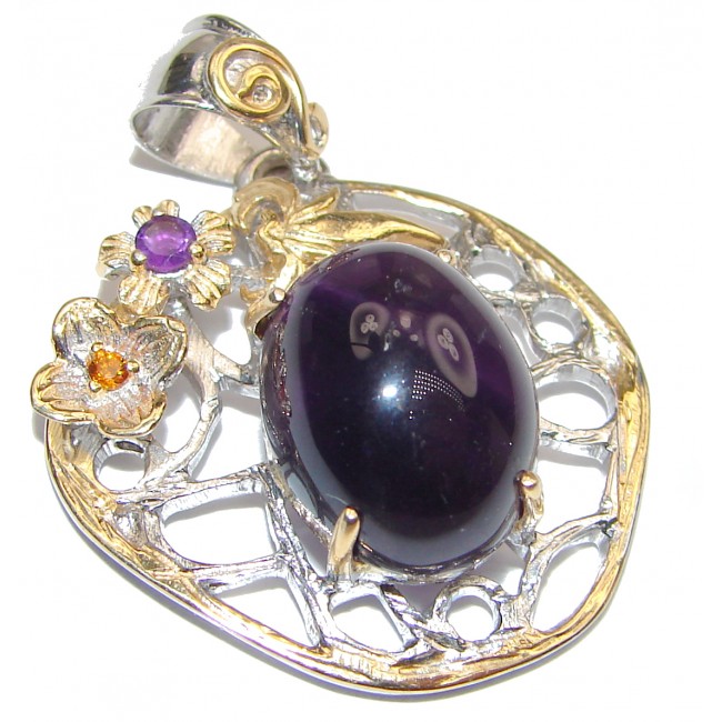 Genuine Amethyst 18k Gold over .925 Sterling Silver handcrafted Pendant