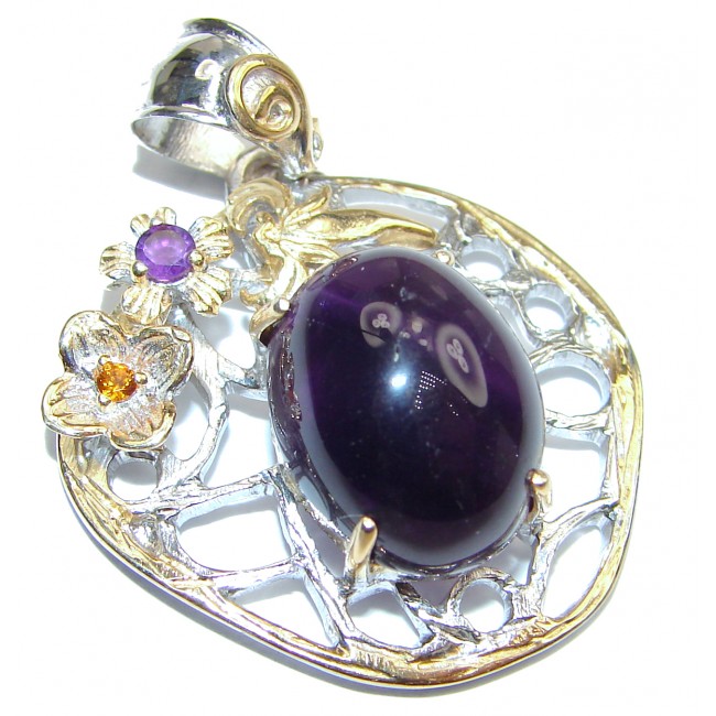 Genuine Amethyst 18k Gold over .925 Sterling Silver handcrafted Pendant