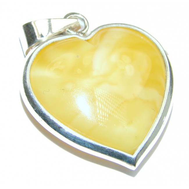 Angel's Heart amazing quality Butterschotch Amber .925 Sterling Silver handmade pendant