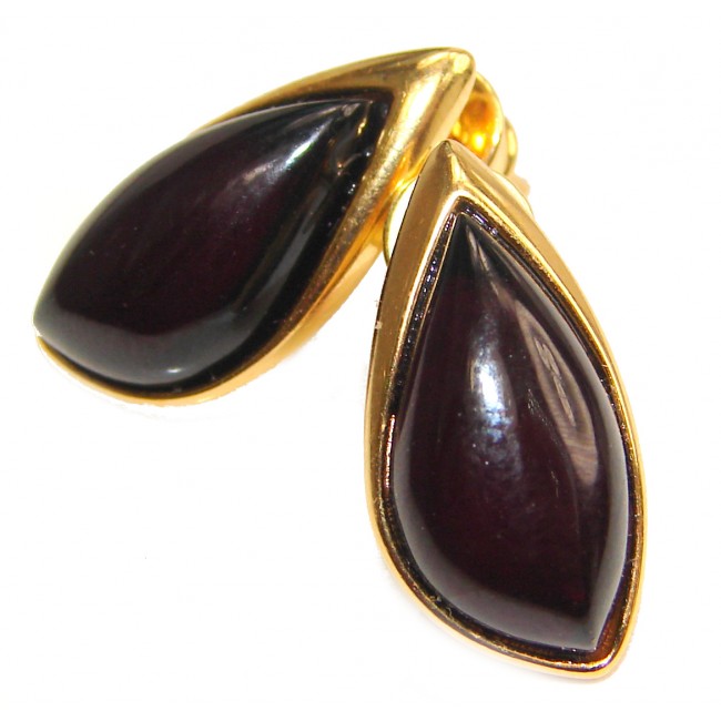 Elegant Authentic Amber 18K Gold over .925 Sterling Silver handmade earrings