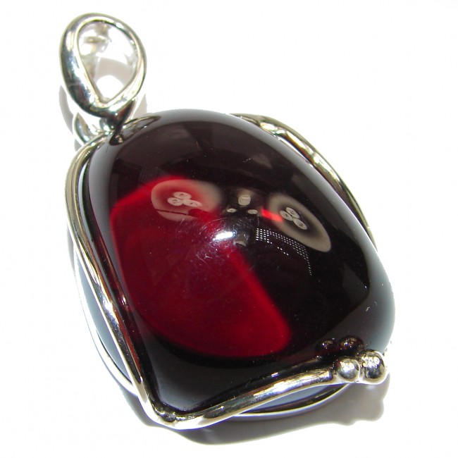 OUTSTANDING Cherry Natural Baltic Amber .925 Sterling Silver handmade Pendant