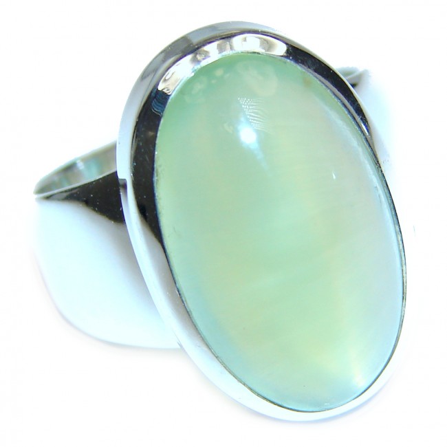 Natural Moss Prehnite .925 Sterling Silver handmade ring s. 6