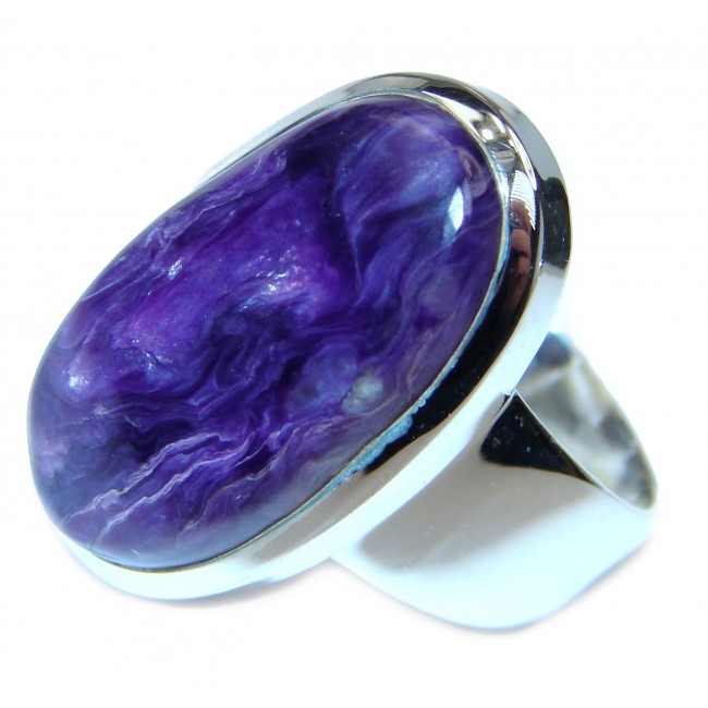 Natural Siberian Charoite .925 Sterling Silver handcrafted ring size 8 3/4