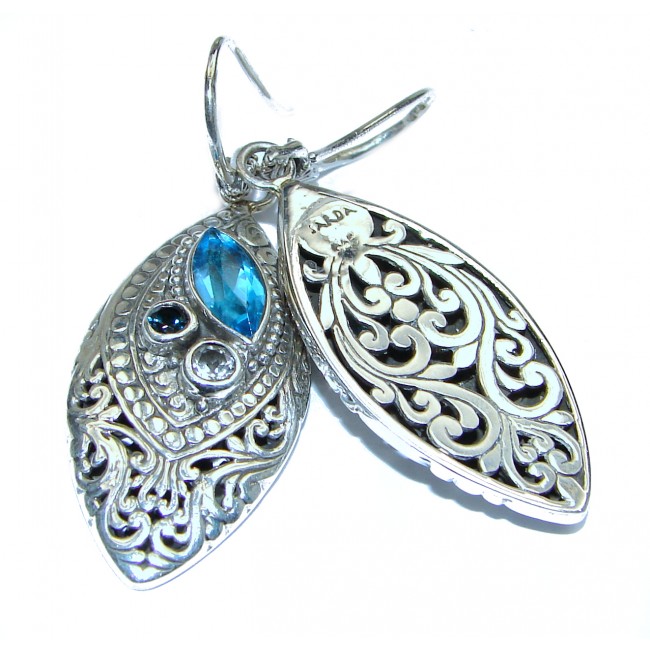 Bali Treasure Precious Blue Topaz .925 Sterling Silver handmade earrings
