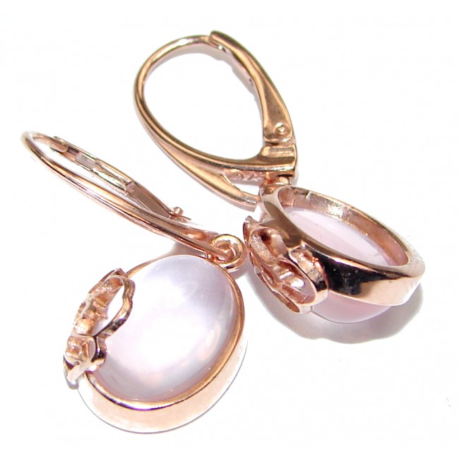 Exclusive genuine Rose Quartz 18K Gold over .925 Sterling Silver handcrafted earrings