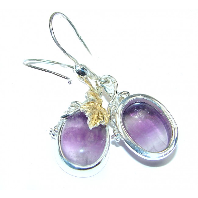 Exclusive genuine Fluorite 14K Gold over .925 Sterling Silver handcrafted earrings