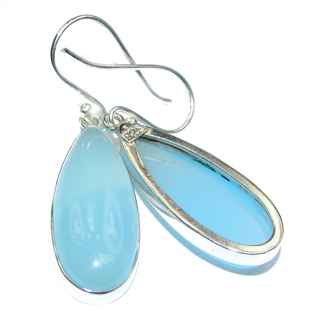 Sublime Blue Chalcedony Agate Sterling Silver handmade earrings