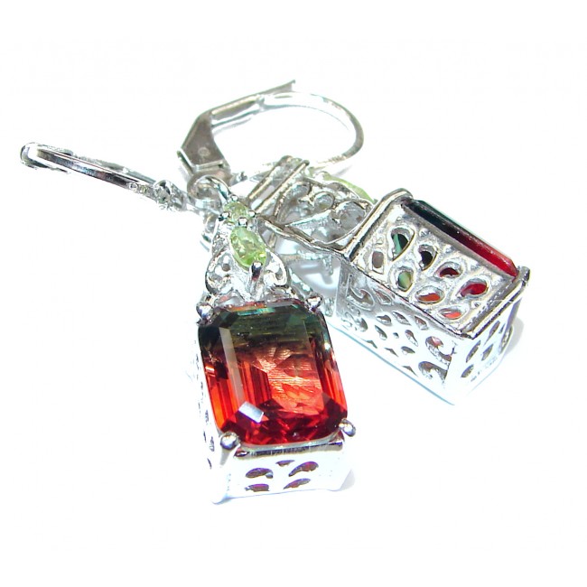 Tourmaline .925 Sterling Silver entirely handmade earrings