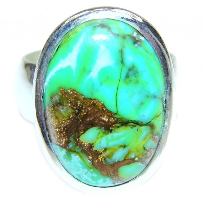 Copper Turquoise .925 Sterling Silver ring; s. 6 3/4