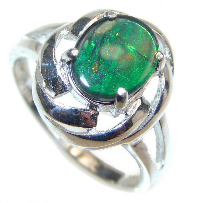 Pure Energy Genuine Canadian Ammolite .925 Sterling Silver handmade ring size 9