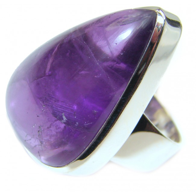 Large Spectacular genuine Amethyst .925 Sterling Silver handcrafted Ring size 9