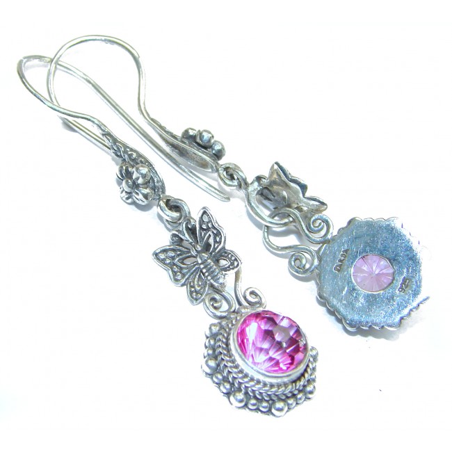 Pink Topaz .925 Sterling Silver entirely handmade earrings