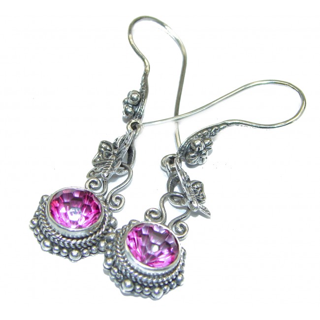 Pink Topaz .925 Sterling Silver entirely handmade earrings