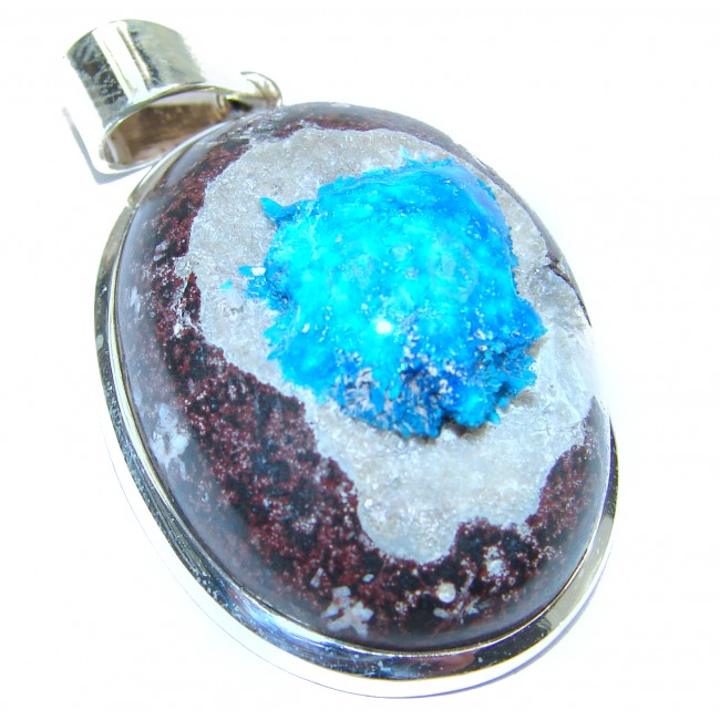 Real Turquoise immerssed in rock .925 Sterling Silver handcrafted Pendant